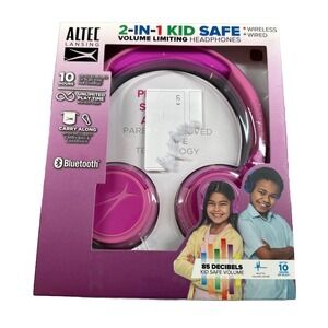 Altec Lansing Kid Safe 2-in-1 Bluetooth Wireless Pink Kid's Headphones SealedBox